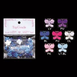 144 Wholesale Rhinestone Butterfly Sticker In Baby Blue