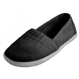 36 Pairs Toddler's Elastic Upper Slip On Canvas Shoes ( *black Color ) - Toddler Footwear