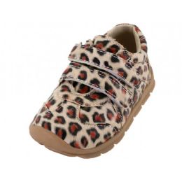 24 Wholesale Toddlers Leopard Printed Velcro Upper Sneakers