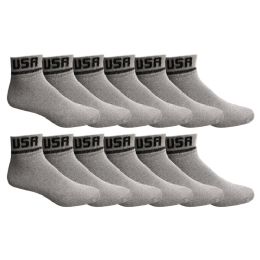 12 Pairs Yacht & Smith Men's Cotton Sport Ankle Socks, Usa Themed Size 10-13 Gray - Mens Ankle Sock