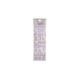 144 Wholesale Rhinestone Sticker Alphabet Purple