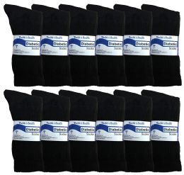 12 of Yacht & Smith Men's Loose Fit NoN-Binding Soft Cotton Diabetic Black Crew Socks Size 13-16
