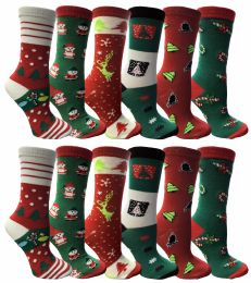 Yacht & Smith Women's Assorted Colored Prints Warm & Cozy Christmas Holiday Socks