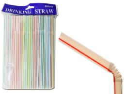 48 Units of 200pc Flexible Plastic Drinking Bendy Straws - Straws and Stirrers