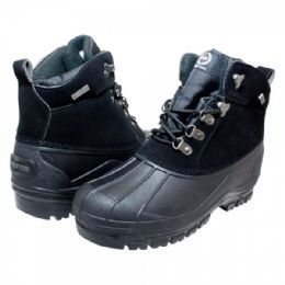 12 Units of Mens Warm Waterproof Winter Snow Boot In Black - Men's Work Boots