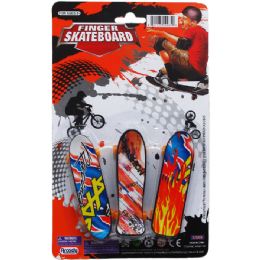 144 Wholesale 3pc 3.75-Inch Finger Mini Skateboard On Blister Card
