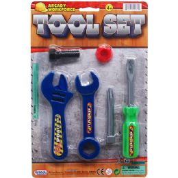 72 Wholesale Six Piece Pretend Tool Play Set On Blister Card
