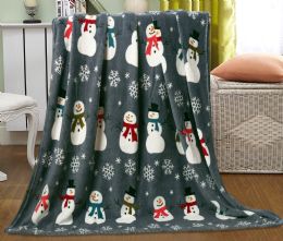 24 Pieces Assorted Holiday Printed Blankets Size 50 X 60 - Fleece & Sherpa Blankets
