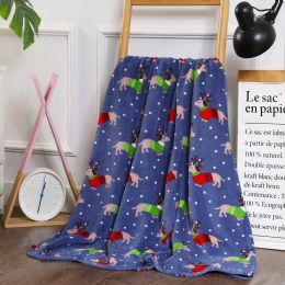 24 Wholesale Dogs In Sweater Printed Fleece Blankets Size 50 X 60