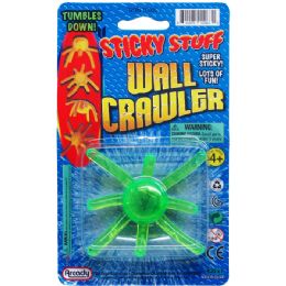 72 Bulk 2.75" Sticky Wall Crawler On Blister Card, 4 Assrt Clrs