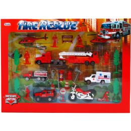 12 Wholesale Diecast Firefighter Play Set In Window Box