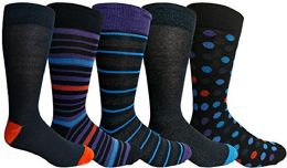 Yacht&smith 5 Pairs Of Mens Dress Socks, Colorful Fun Pattern Design, Casual (assorted e) - Mens Dress Sock
