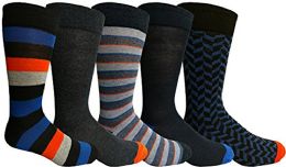 Wholesale Yacht&smith 5 Pairs Of Mens Dress Socks, Colorful Fun Pattern Design, Casual (assorted d)