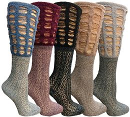 5 Pairs Yacht & Smith 5 Pairs Ruffle Slouch Socks For Women - Womens Ankle Sock