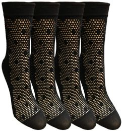 Yacht & Smith Mesh Assorted Patterned Fishnet Ankle Socks - Womens Ankle Sock