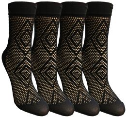 Yacht & Smith Mesh Assorted Patterned Fishnet Ankle Socks