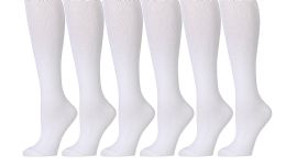 6 Pairs Yacht & Smith Women's White Knee High Socks