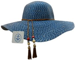 Yacht & Smith Floppy Stylish Sun Hats Bow And Leather Design, Style A - Navy - Sun Hats