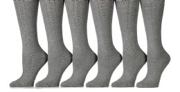 6 Wholesale 6 Pack Yacht&smith Womens Knee High Socks, Comfort Soft, Solid Colors (gray)