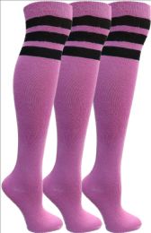 3 Wholesale Yacht&smith Womens Over The Knee Socks, 3 Pairs Soft, Cotton Colorful Patterned (3 Pairs Pink)