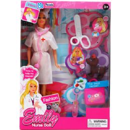 24 Wholesale Nurse Emily Doll With Pet And Accessories In Window Box