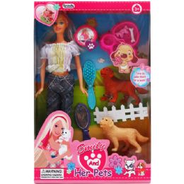 12 Wholesale 11.5" Bendable Doll With Pets & Accessories In Window Box