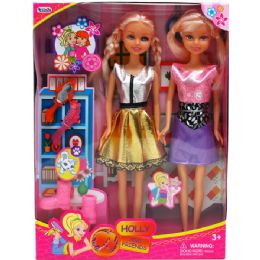24 Wholesale Two Piece Bendable Dolls With Accessories In Window Box