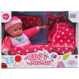 12 Wholesale 10.5" B/o Baby Doll W/ Sound & 10.5" Crib