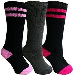 Yacht&smith 3 Pairs Womens Brushed Socks, Warm Winter Thermal Crew Sock