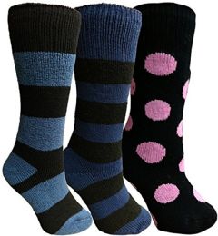 Yacht&smith 3 Pairs Womens Brushed Socks, Warm Winter Thermal Crew Sock