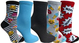 Yacht&smith 5 Pairs Of Womens Crew Socks, Fun Colorful Hip Patterned Everyday Sock (color Prints f) - Womens Crew Sock