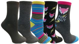 Yacht&smith 5 Pairs Of Womens Crew Socks, Fun Colorful Hip Patterned Everyday Sock (color Prints l) - Womens Crew Sock