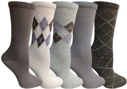 Yacht&smith 5 Pairs Of Womens Crew Socks, Fun Colorful Hip Patterned Everyday Sock (assorted Argyle a) - Womens Crew Sock
