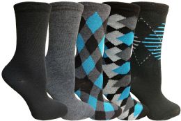 Wholesale Yacht&smith 5 Pairs Of Womens Crew Socks, Fun Colorful Hip Patterned Everyday Sock (assorted Argyle b)