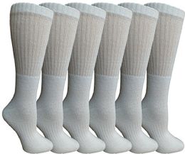 Womens AntI-Microbial Crew Socks, Comfort Knit Ringspun Cotton, Terry Lined, Soft (6 Pack White)