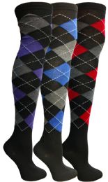 3 Pairs Yacht & Smith Women's Argyle Over The Knee Socks - Womens Over the knee sock