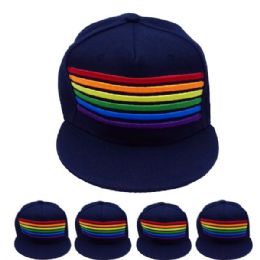24 Pieces Adult Rainbow Snapback Cap In Navy - Fedoras, Driver Caps & Visor