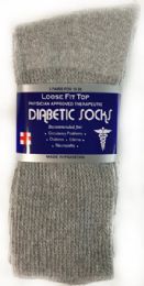 36 Units of Men's Grey Long Diabetic Sock - Men's Diabetic Socks