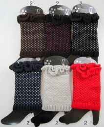 12 Units of Knitted Boot Toppers Leg Warmers With Dots Assorted - Arm & Leg Warmers