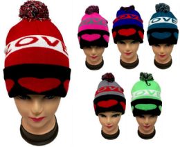 24 Pairs "love" Beanie Hat With Pom Pom - Winter Beanie Hats