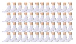 48 Bulk Yacht & Smith Men's Cotton Terry Cushioned No Show Ankle Socks, Size 10-13 White