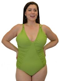 Yacht & Smith Plus Size Womens Swimsuit, Fashion One Piece Bathing Suit Tank (olive Green, 3x) - Womens Swimwear