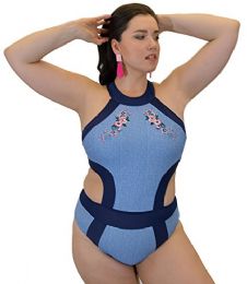 Yacht & Smith Plus Size Womens Swimsuit, Fashion One Piece Bathing Suit Tank (blue, 1x) - Womens Swimwear