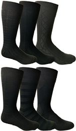6 Pairs Yacht&smith Mens Dress Socks, Textured Solid Colors, Knit Black - Mens Dress Sock