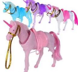 24 Wholesale Flocked Bobbing Head Unicorns With Saddle