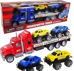 12 Wholesale Three Piece Friction Powered Transporter Trucks