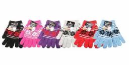 36 Pairs Womens Assorted Printed Warm Knit Glove - Knitted Stretch Gloves