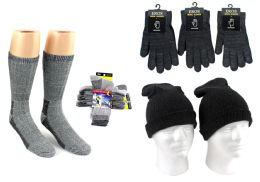 180 Pieces Adult Merino Wool Combo - Hats, Gloves, And Socks - Winter Sets Scarves , Hats & Gloves