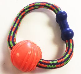 36 Wholesale Rubber Ball Dog Toy With Rope