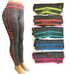 24 Pieces Love Stretch Leggings In Assorted Colors And Sizes - Womens Leggings
